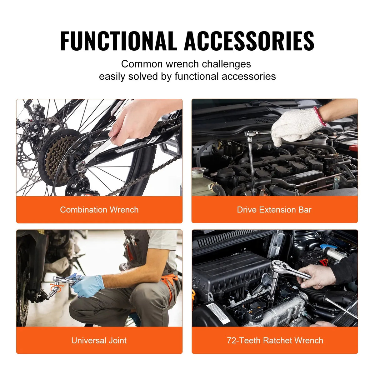 🏃‍Anniversary Sale⚡450-Piece Mechanics Tool Set Includes deep and standard sockets in 1/4", 3/8", and 1/2" drive sizes; also contains bits, hex keys, combination wrenches, and various accessories, all housed in a storage case