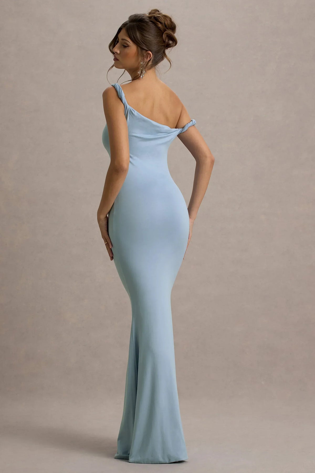 Lita | Powder Blue Twisted Asymmetric Maxi Dress