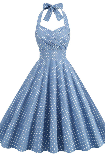Halter Red Polk Dots Swing Dress