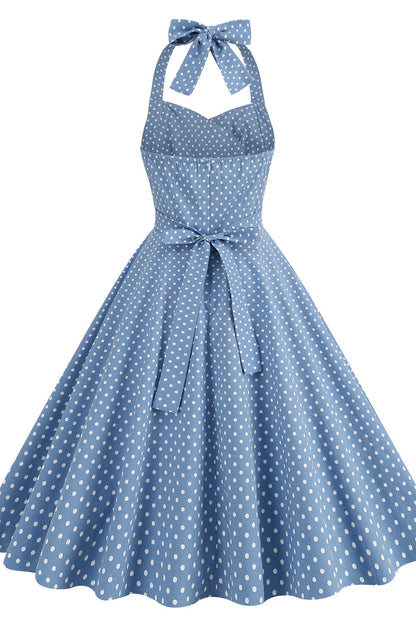 Halter Red Polk Dots Swing Dress
