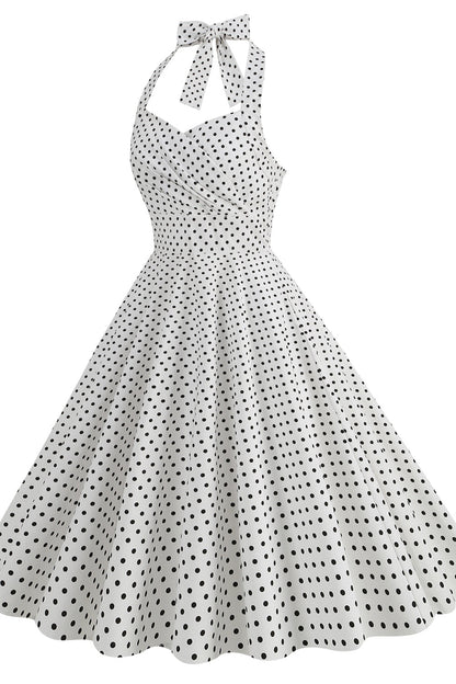 Halter Red Polk Dots Swing Dress