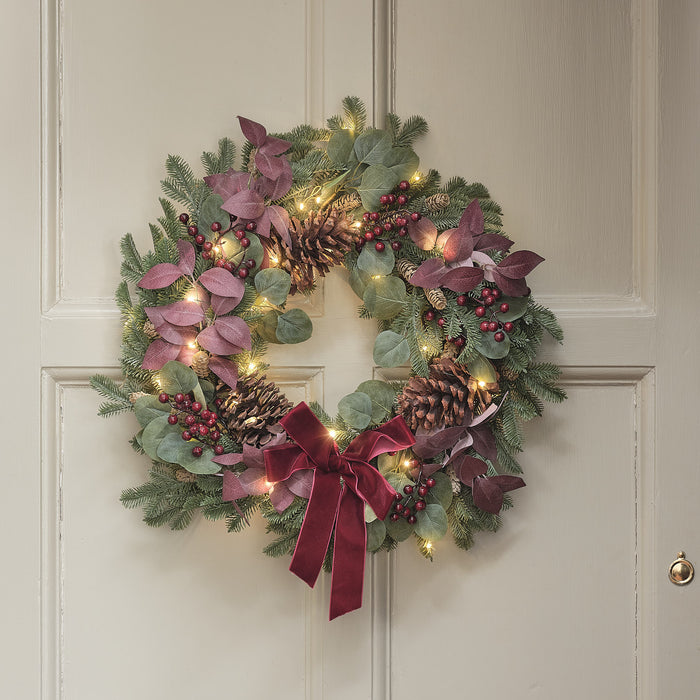 60cm Pre Lit Christmas Joy Outdoor Wreath