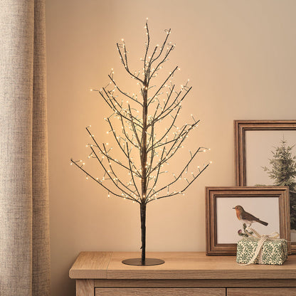 70cm Pre Lit Black Metal Micro LED Twig Tree
