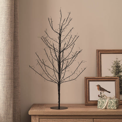70cm Pre Lit Black Metal Micro LED Twig Tree
