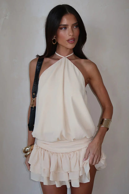 Latina Open Back Mini Dress - Baby Yellow