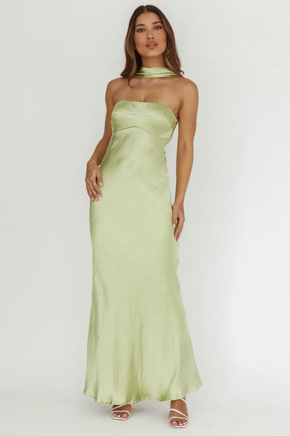 Damsel Reverse Halter Maxi Dress Pistachio