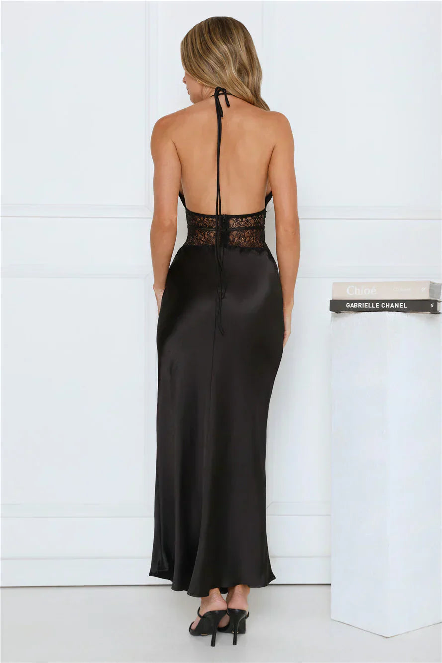 Ibiza Twilight Satin Lace Maxi Dress