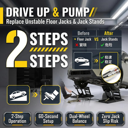 Hydraulic Underbody Access Car Lift with Ramp – Set of 2 (Left & Right)