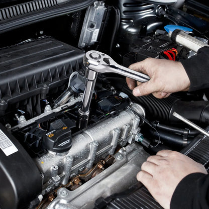 🏃‍Anniversary Sale⚡450-Piece Mechanics Tool Set Includes deep and standard sockets in 1/4", 3/8", and 1/2" drive sizes; also contains bits, hex keys, combination wrenches, and various accessories, all housed in a storage case