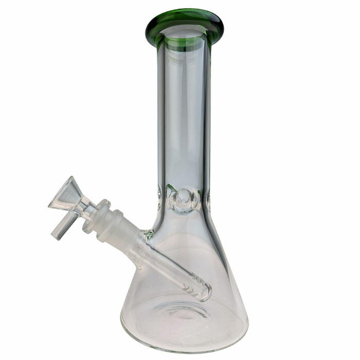 Compact Glass Beaker with Color Accents: 8-Inch Size, Durable Borosilicate Glass, Optimal Airflow, Easy to Clean, Personal Use