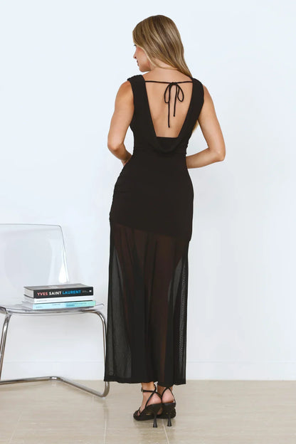 Honey Drizzle Mesh Maxi Dress