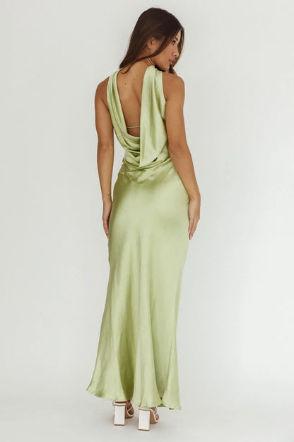 Damsel Reverse Halter Maxi Dress Pistachio