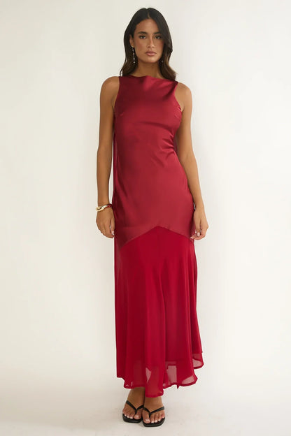 Veyla Shoulder Sash Maxi Dress Wine