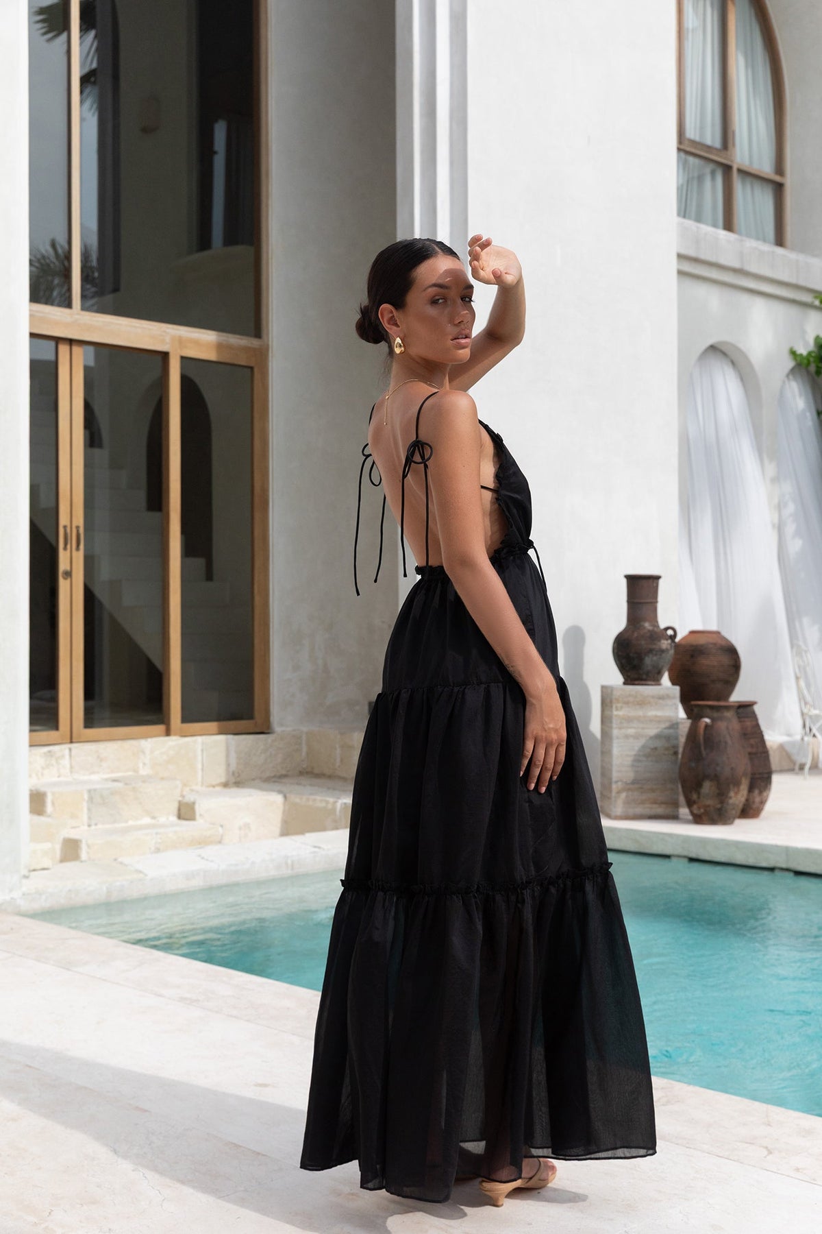 Dance In The Dark Halter Maxi Dress Black