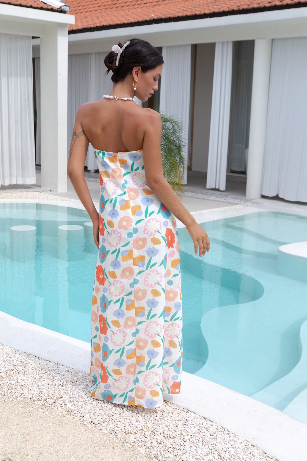 Elior Strapless Maxi Dress Print