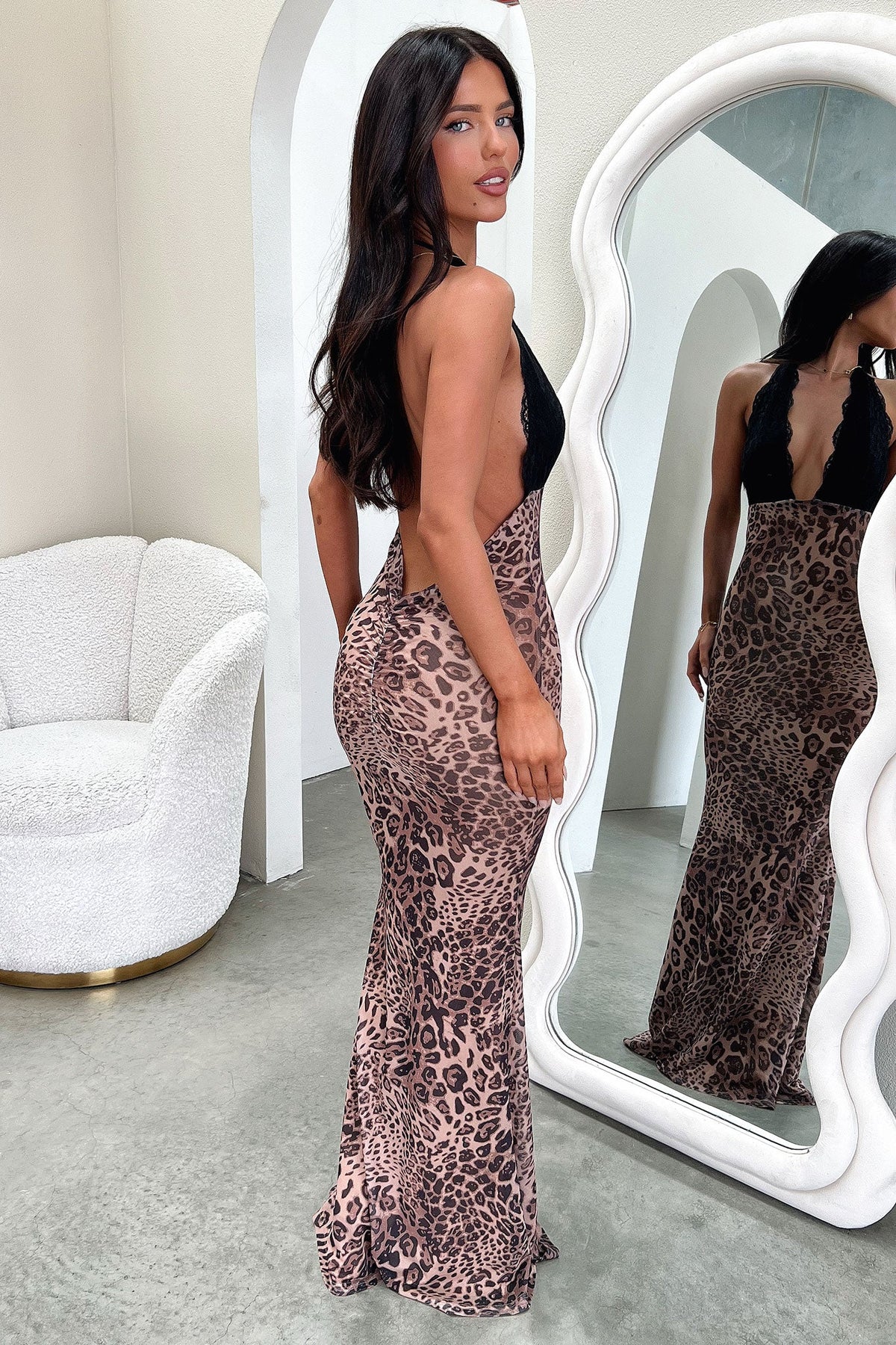 Whittaker Lace Bust Maxi Dress - Leopard