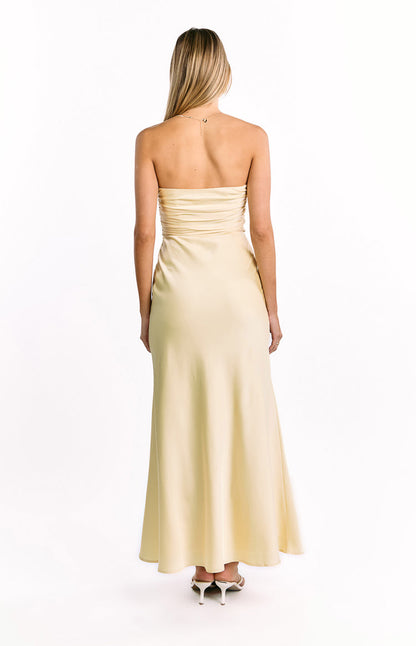 Alexia Yellow Strapless Maxi Dress