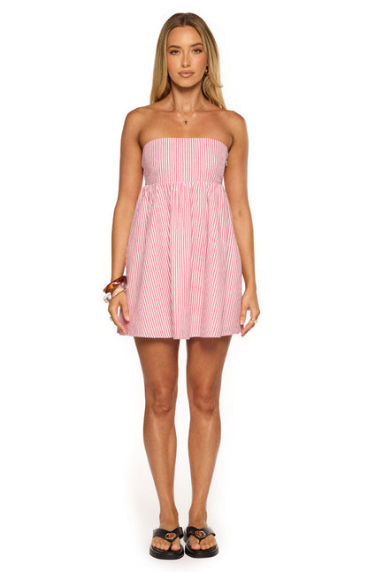 Anderson Red Stripe Strapless Mini Dress