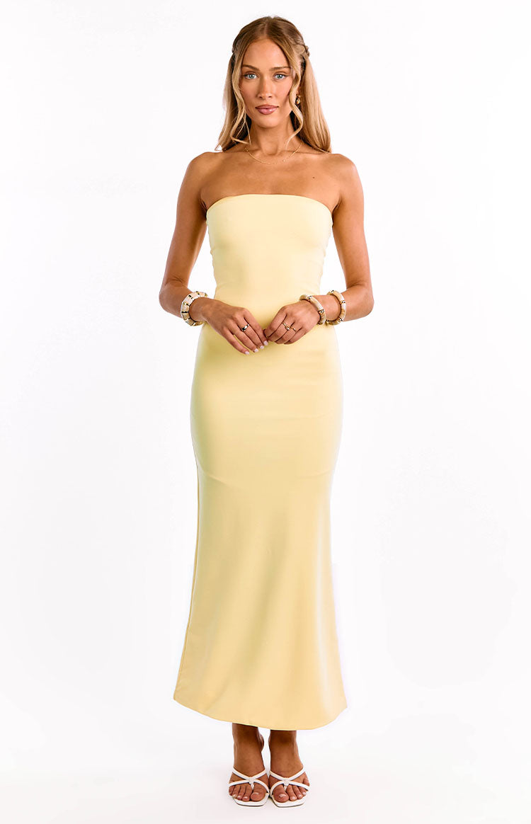 Arizona Yellow Crepe Maxi Dress