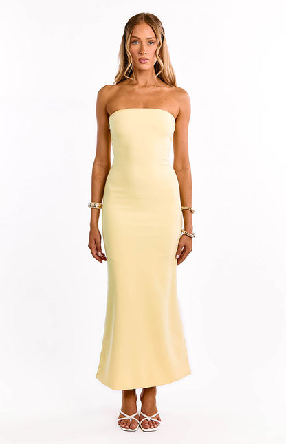 Arizona Yellow Crepe Maxi Dress