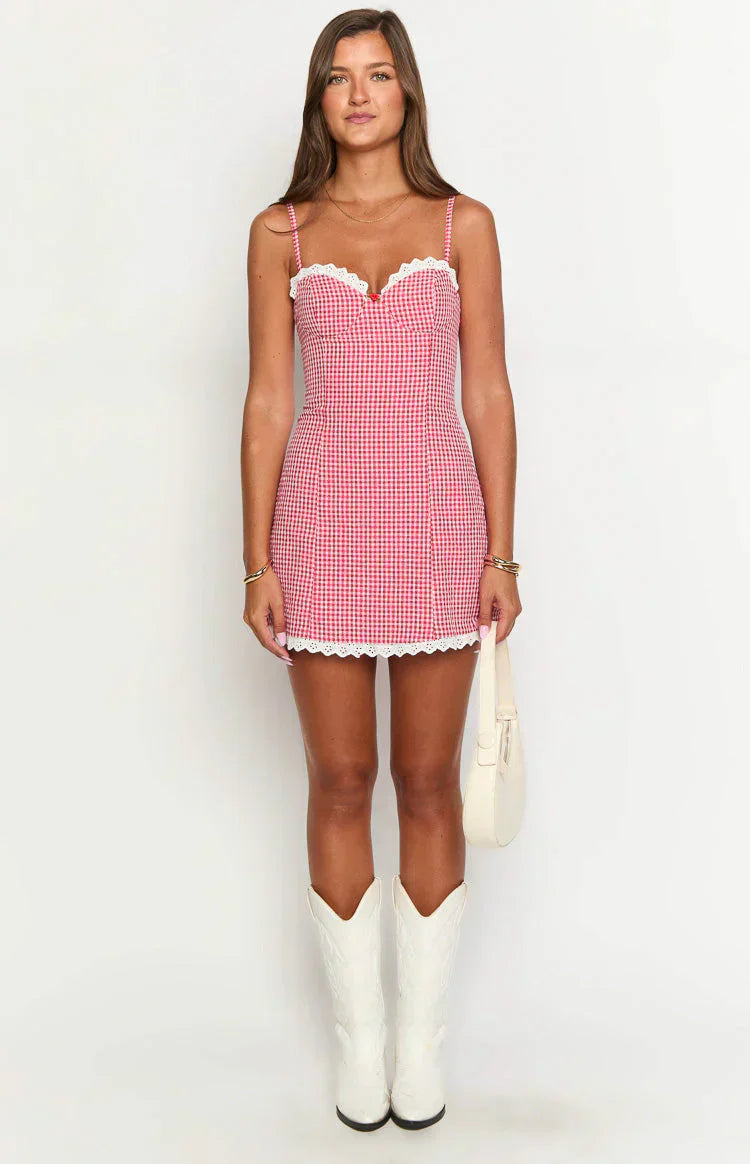 Cutie Pie Red Gingham Mini Dress