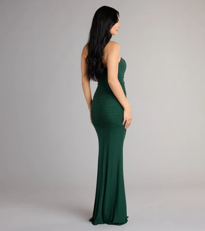 Selene Mesh Strapless Slit Mermaid Formal Dress