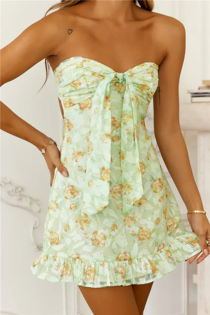 Lemon Lime Strapless Mini Dress