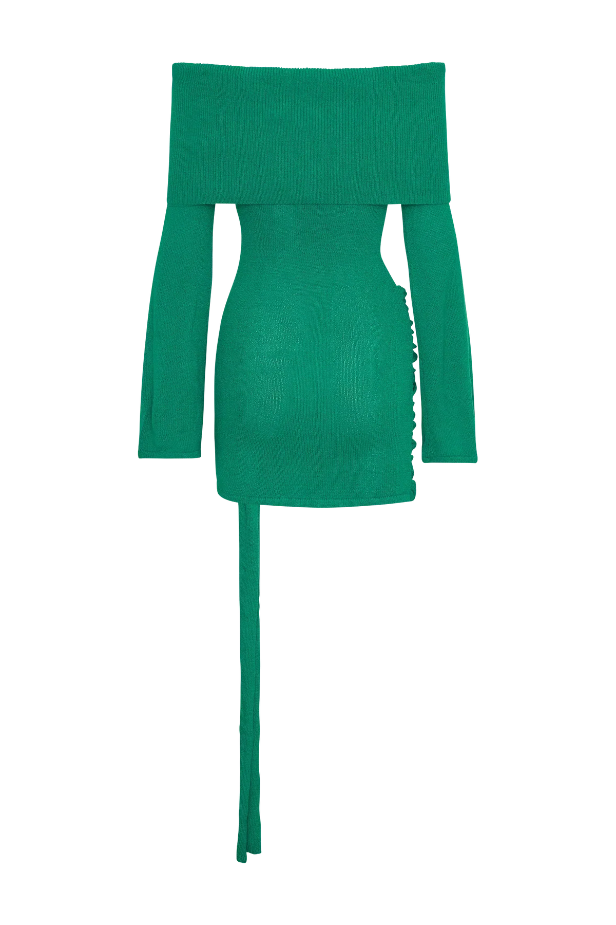Camryn Off Shoulder Tie Knit Mini Dress - Green