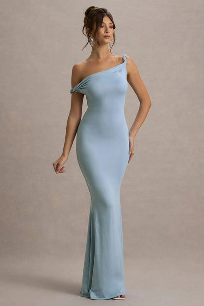 Lita | Powder Blue Twisted Asymmetric Maxi Dress