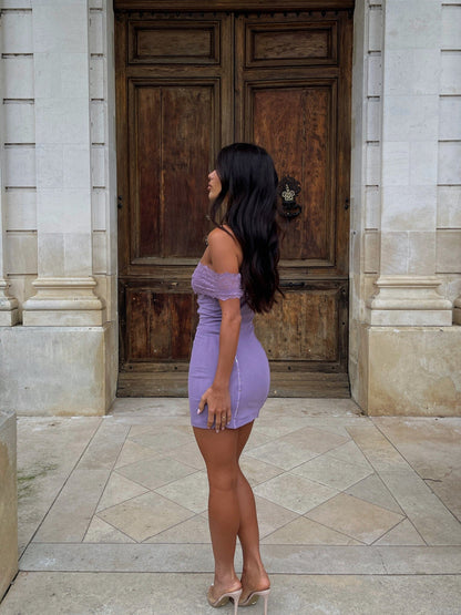 Henley Mini Dress Dusty Purple