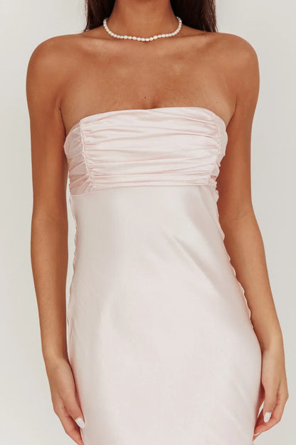Moon Song Strapless Laced Back Dress Blush