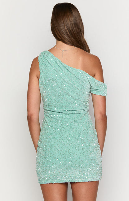 Dayton Teal Sequin Mini Dress