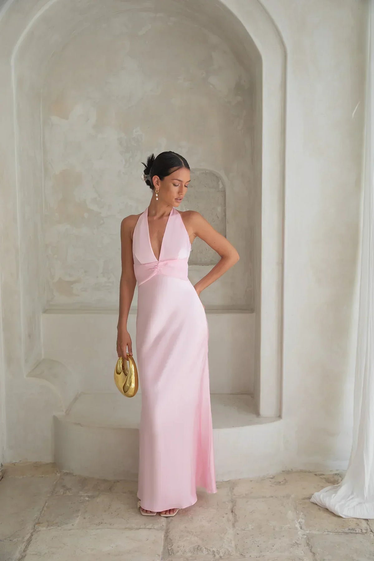Destinations Halter Maxi Dress Pink