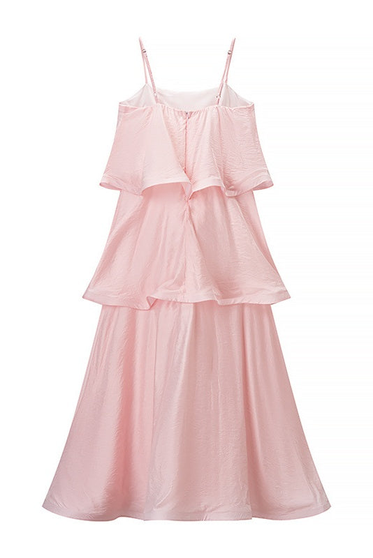 Light Pink Tiered Ruffle A-line Dress