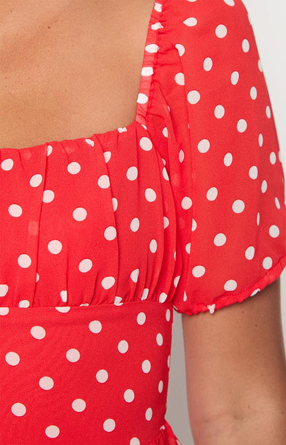 Danyal Red Polka Dot Mini Dress