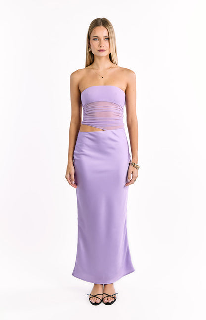 Elinor Lilac Satin Maxi Dress