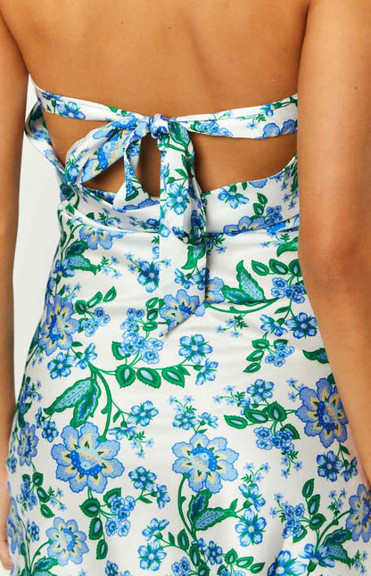 Ellie Blue Floral Strapless Mini Dress