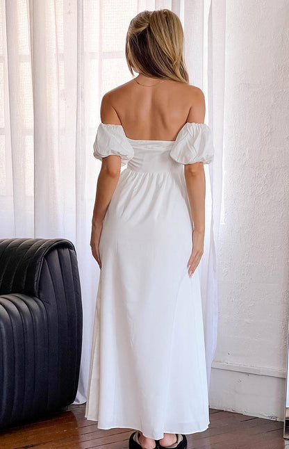 Evander White Off The Shoulder Maxi Dress