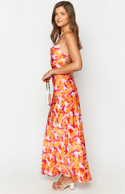 Everly Azalea Pink Print Midi Dress