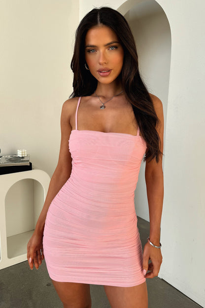 Zena Mesh Mini Dress - Blush