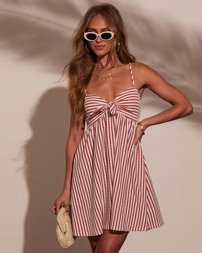 Montez Front Tie Babydoll Mini Dress