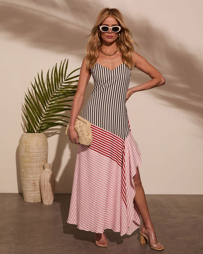 Wanderlust Contrast Stripe Panel Slip Dress