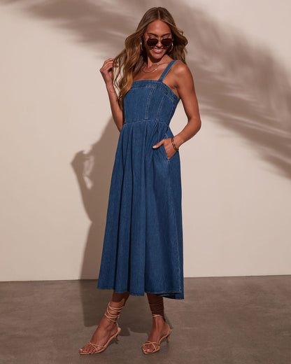 Meralda Corset Denim Midi Dress