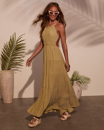 Good Timer  Halter A Line Maxi Dress