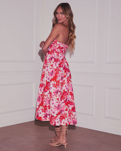 Jaycie Floral Strapless Midi Dress