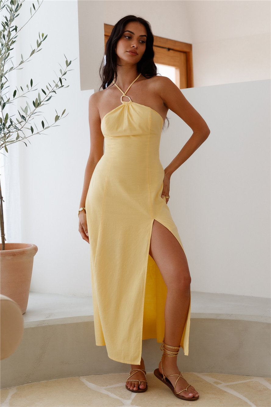 She's Captivating Midi Dress Yellow