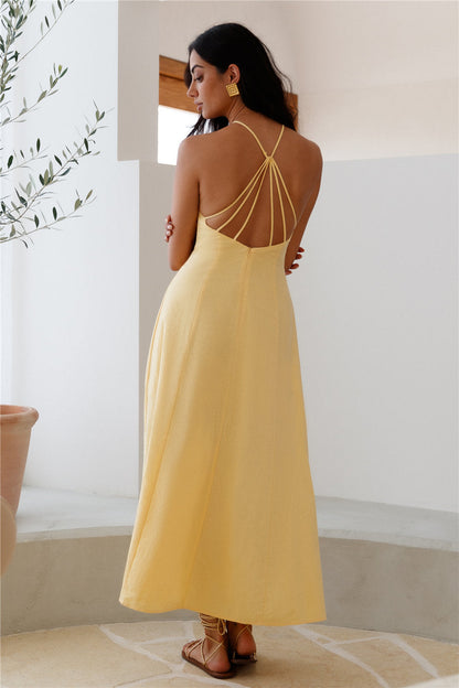 She's Captivating Midi Dress Yellow