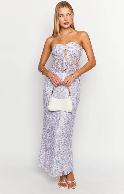 Faint Purple Lace Strapless Top