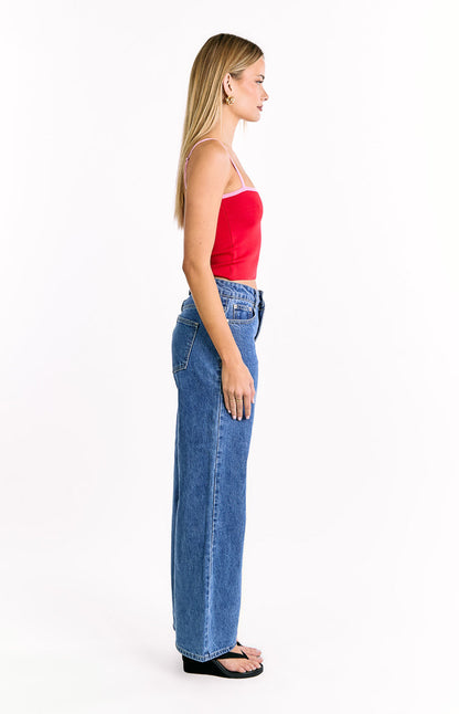 Florrie Red Pink Contrast Knit Top