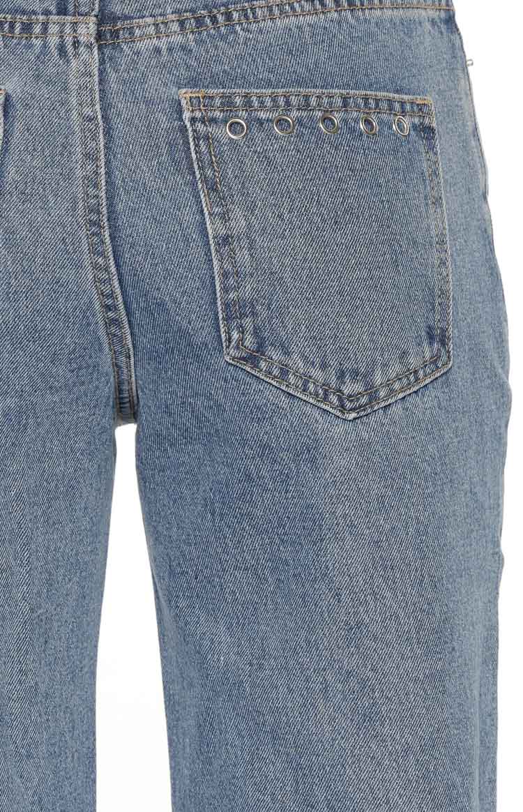 Fran Eyelet Mid Wash Pocket Jeans